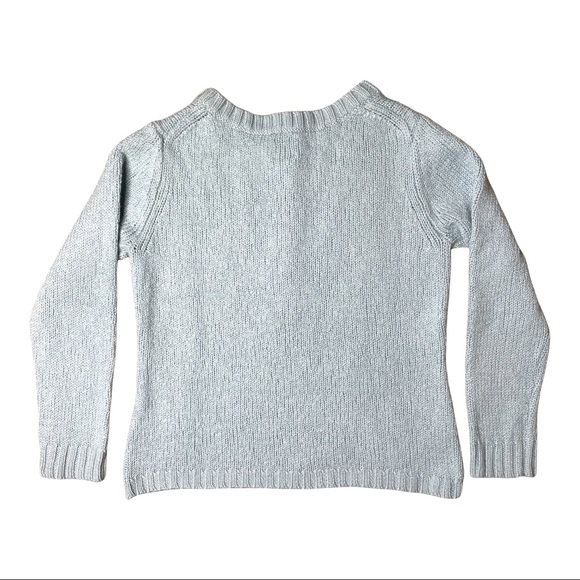 Garnet Hill Women M Merino Wool Chunky Knit Sweater Pullover Buttons Light Blue - Picture 2 of 6